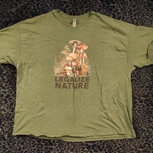 Legalize Nature T shirt With Vintage Mushroom Design Short Sleeve Tee Sz 4XL